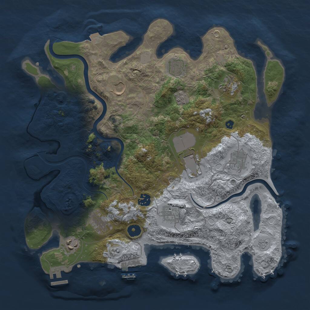 Rust Map: Procedural Map, Size: 3650, Seed: 41414995, 16 Monuments