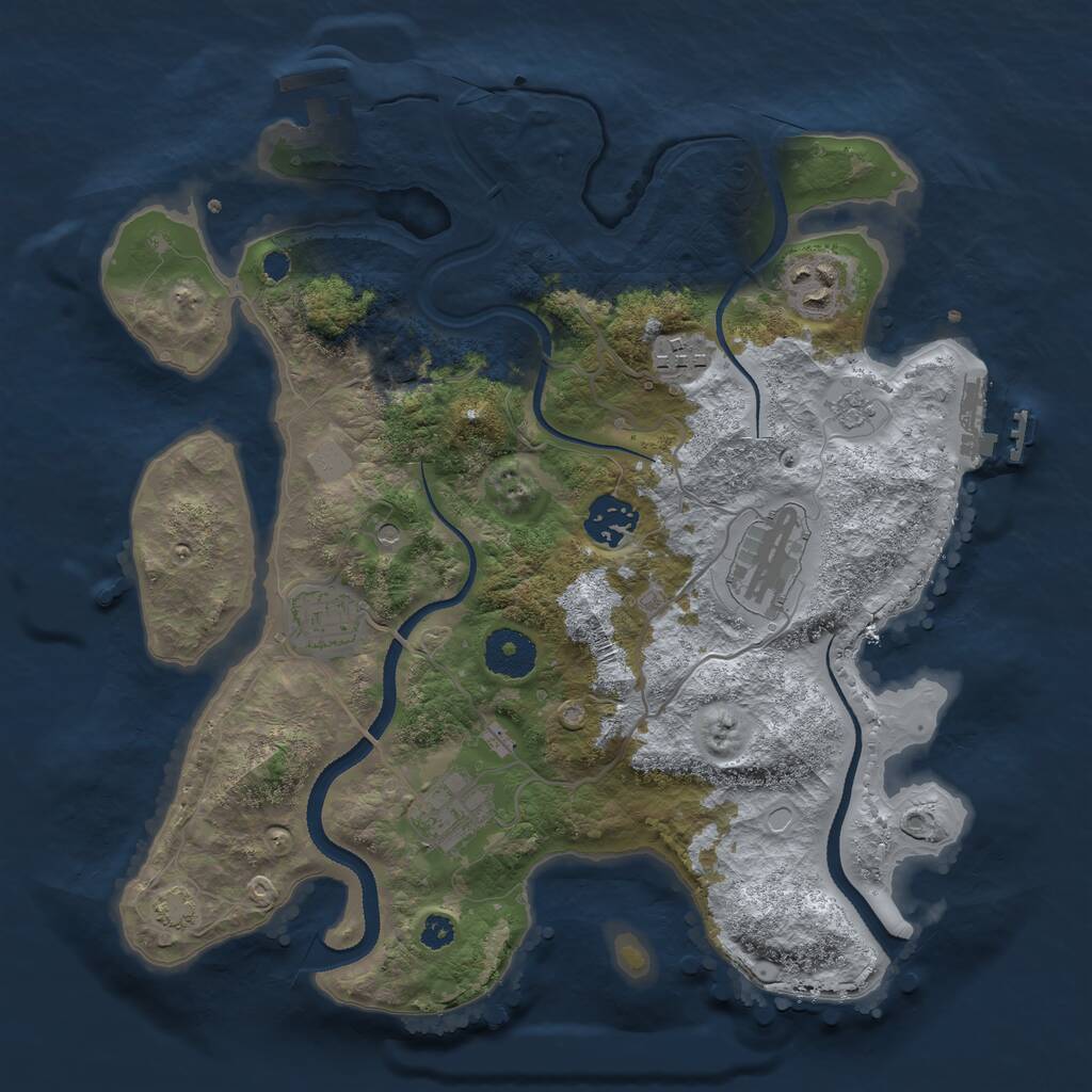 Rust Map: Procedural Map, Size: 3250, Seed: 1706886336, 12 Monuments