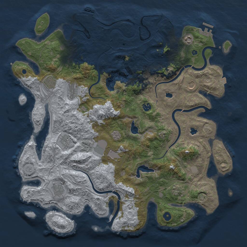 Rust Map: Procedural Map, Size: 4500, Seed: 1130857808, 16 Monuments