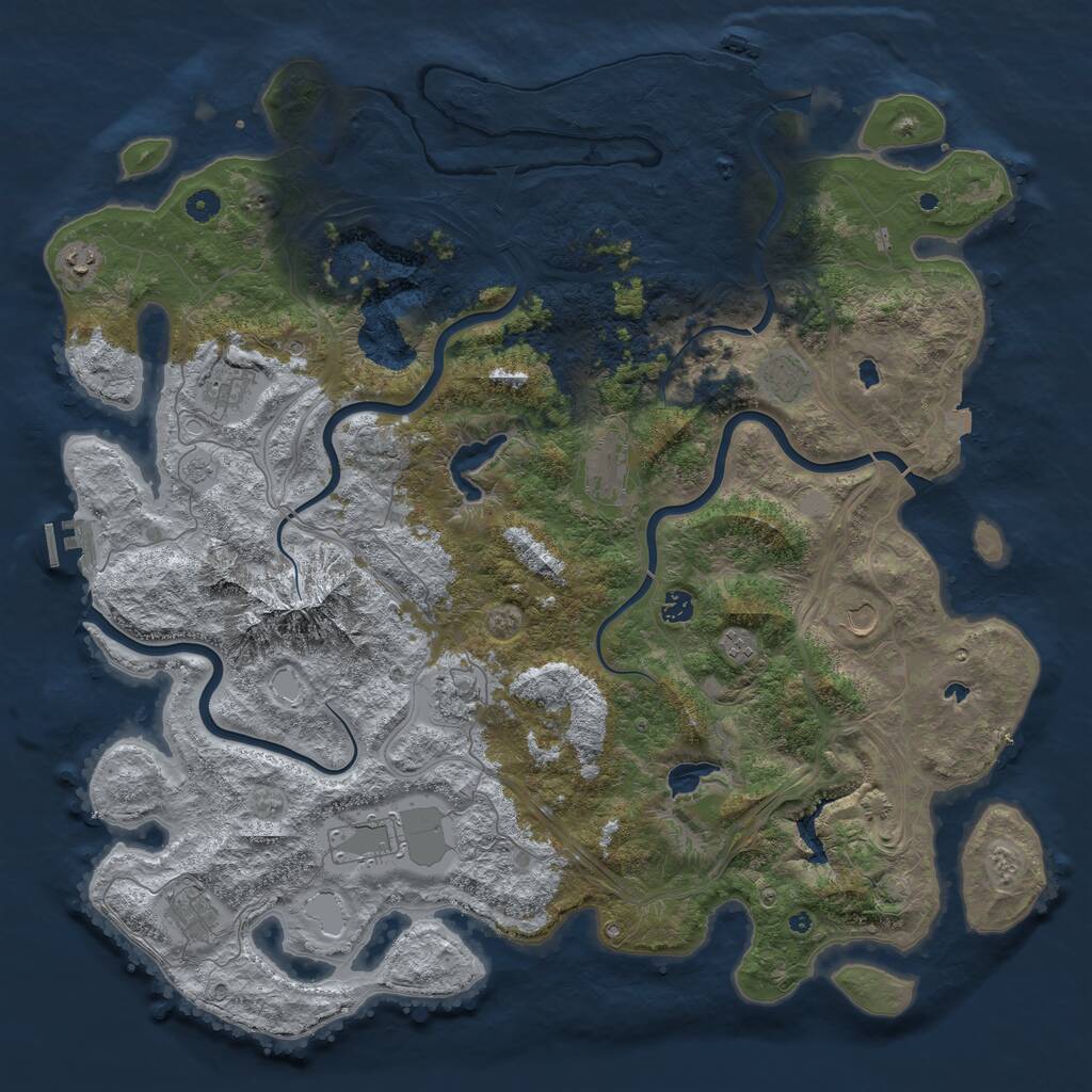 Rust Map: Procedural Map, Size: 5000, Seed: 695521672, 16 Monuments