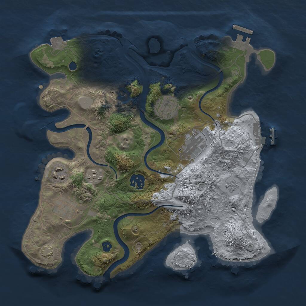 Rust Map: Procedural Map, Size: 3000, Seed: 48544, 12 Monuments