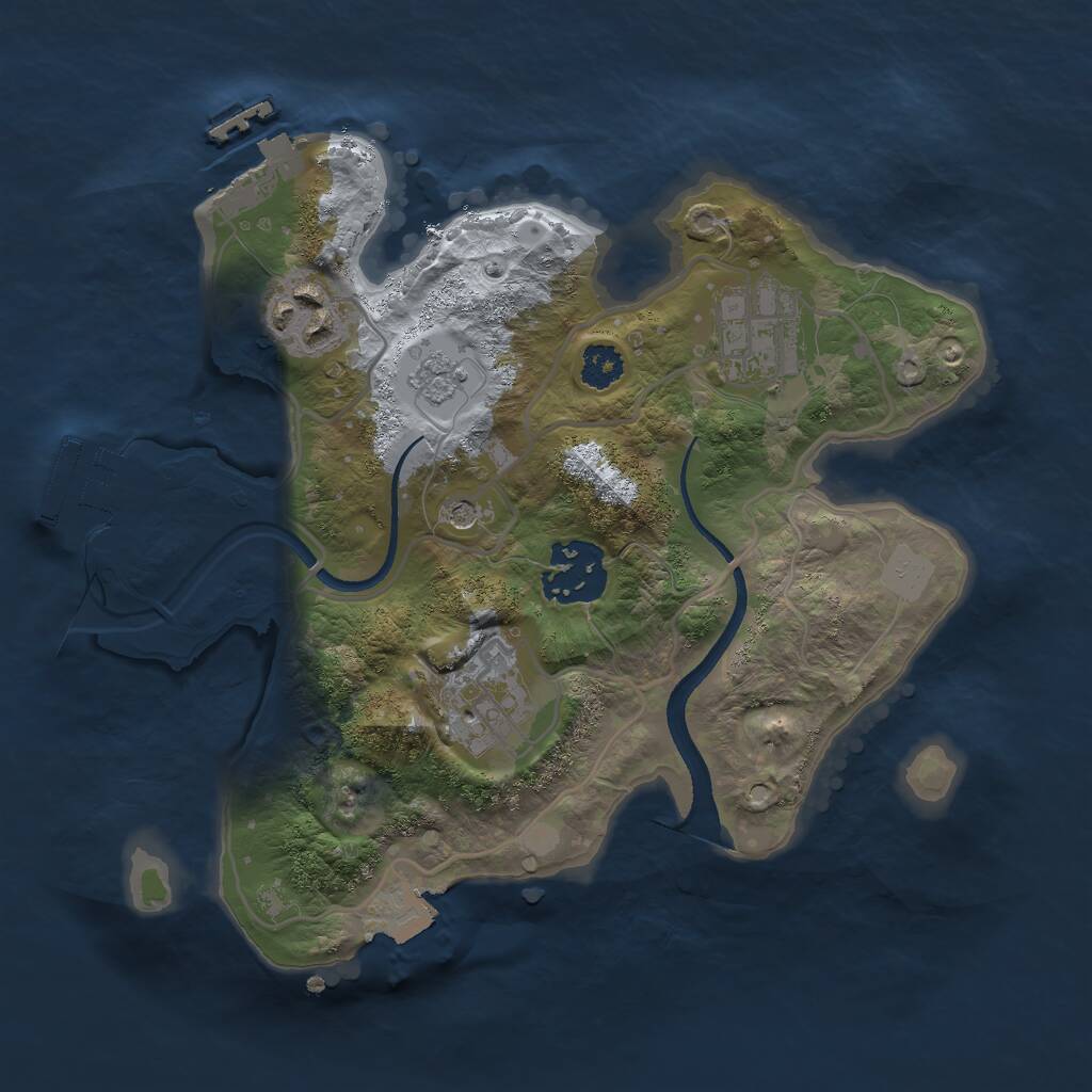 Rust Map: Procedural Map, Size: 2500, Seed: 1093735990, 9 Monuments
