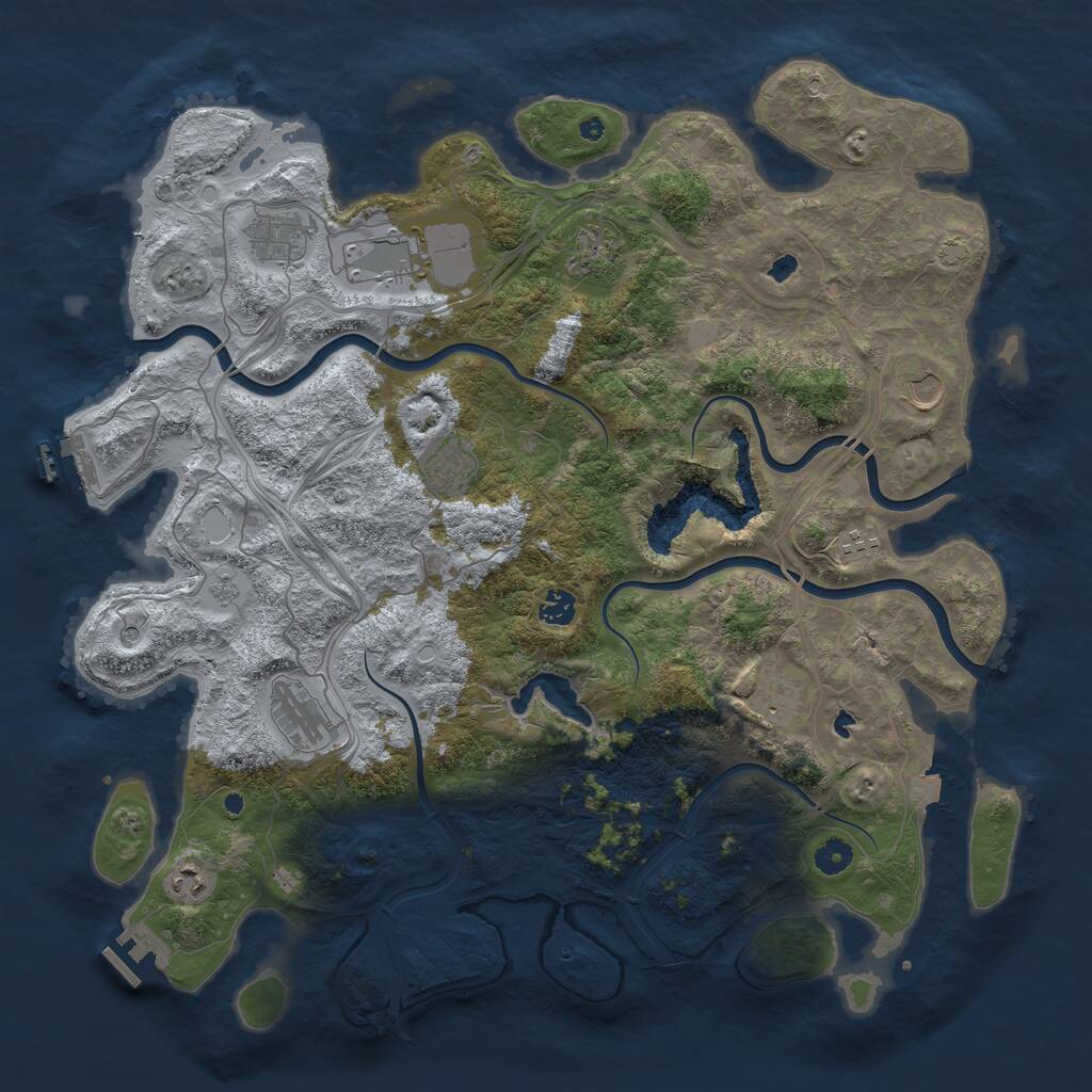 Rust Map: Procedural Map, Size: 4500, Seed: 709759130, 16 Monuments