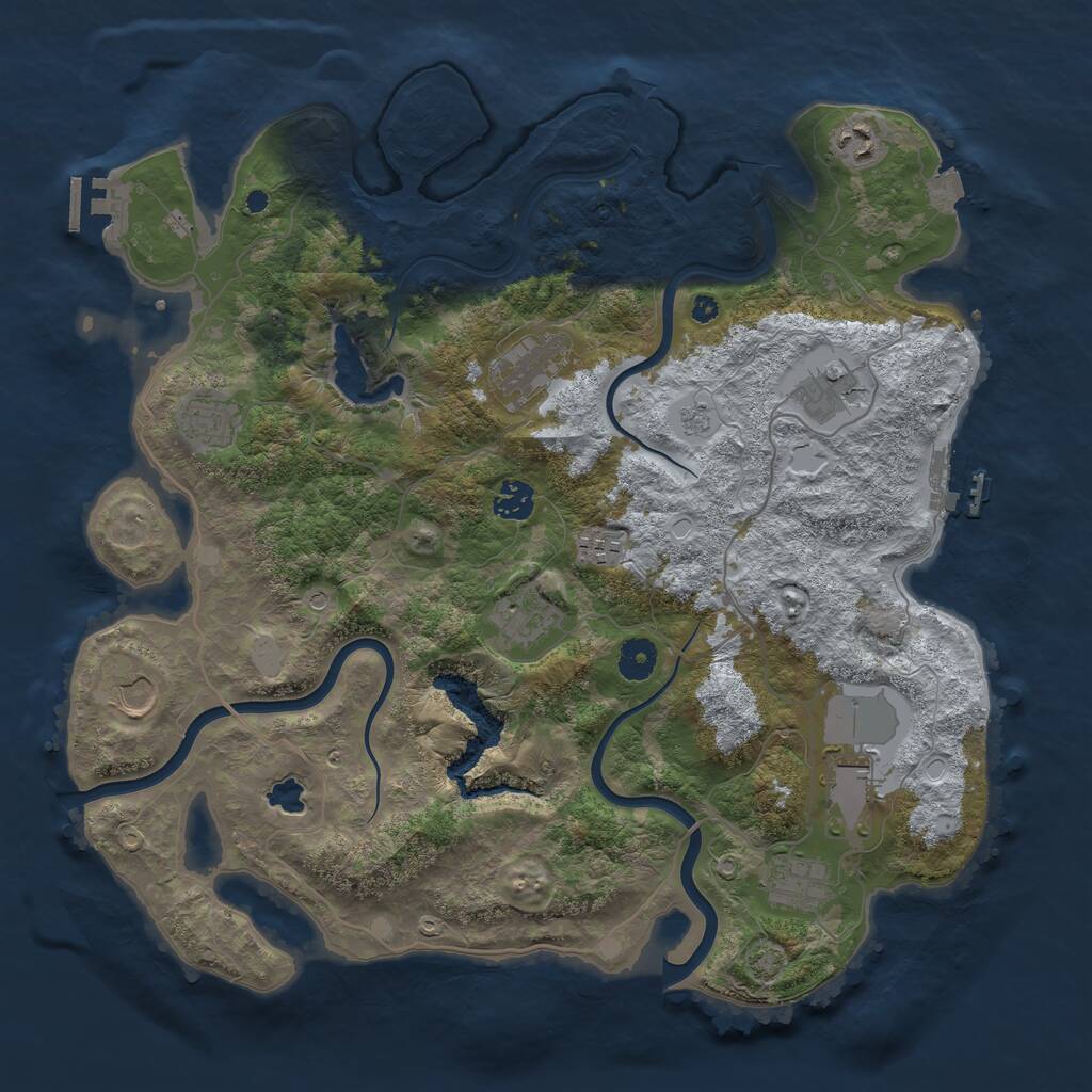 Rust Map: Procedural Map, Size: 4000, Seed: 88612, 16 Monuments