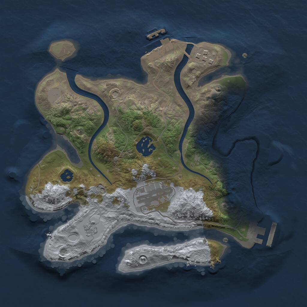 Rust Map: Procedural Map, Size: 2500, Seed: 1370052062, 7 Monuments