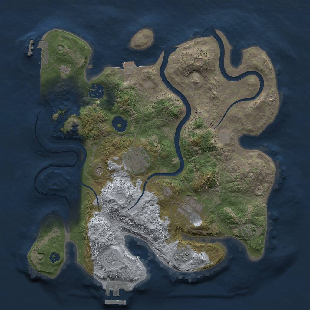 Rust Map: Procedural Map, Size: 3000, Seed: 54458, 10 Monuments