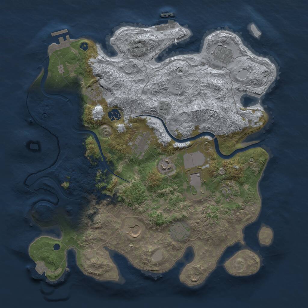 Rust Map: Procedural Map, Size: 3750, Seed: 70925, 16 Monuments