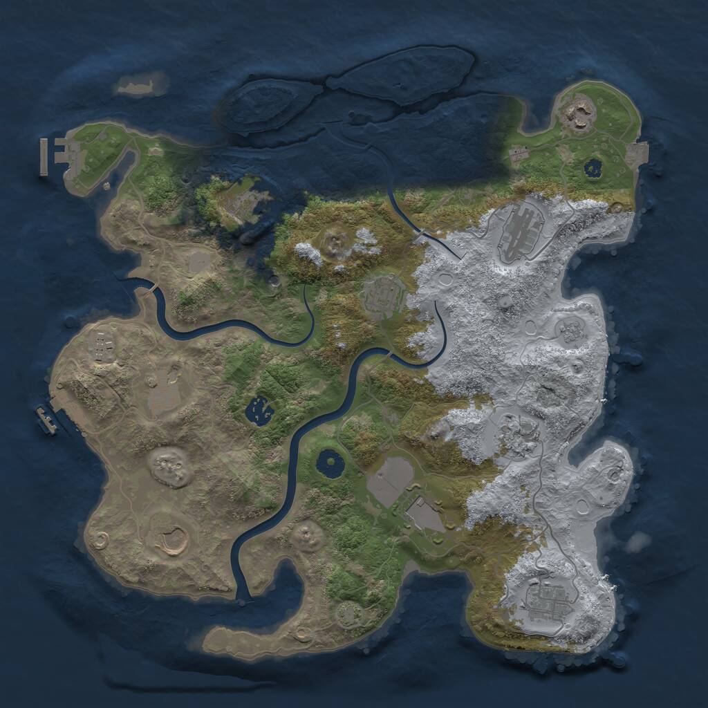 Rust Map: Procedural Map, Size: 3800, Seed: 254898766, 17 Monuments