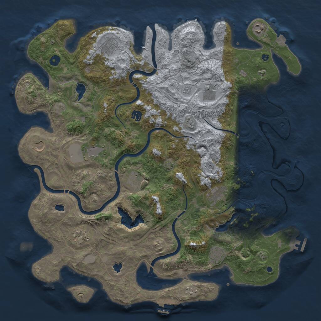 Rust Map: Procedural Map, Size: 4500, Seed: 92392835, 17 Monuments