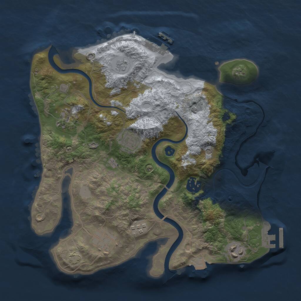 Rust Map: Procedural Map, Size: 3000, Seed: 27779, 12 Monuments