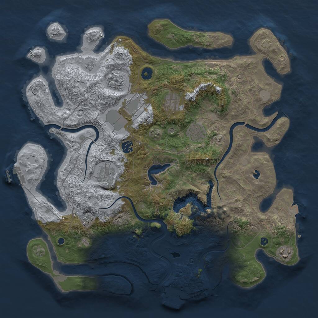 Rust Map: Procedural Map, Size: 4000, Seed: 1079750970, 14 Monuments