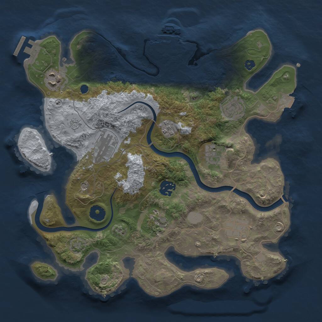 Rust Map: Procedural Map, Size: 3100, Seed: 1234567, 14 Monuments