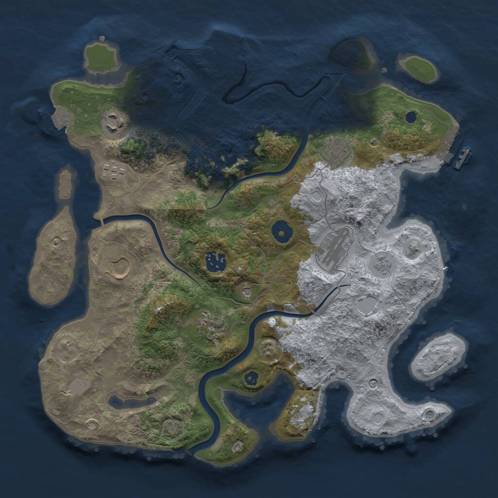 Rust Map: Procedural Map, Size: 3500, Seed: 734579270, 13 Monuments