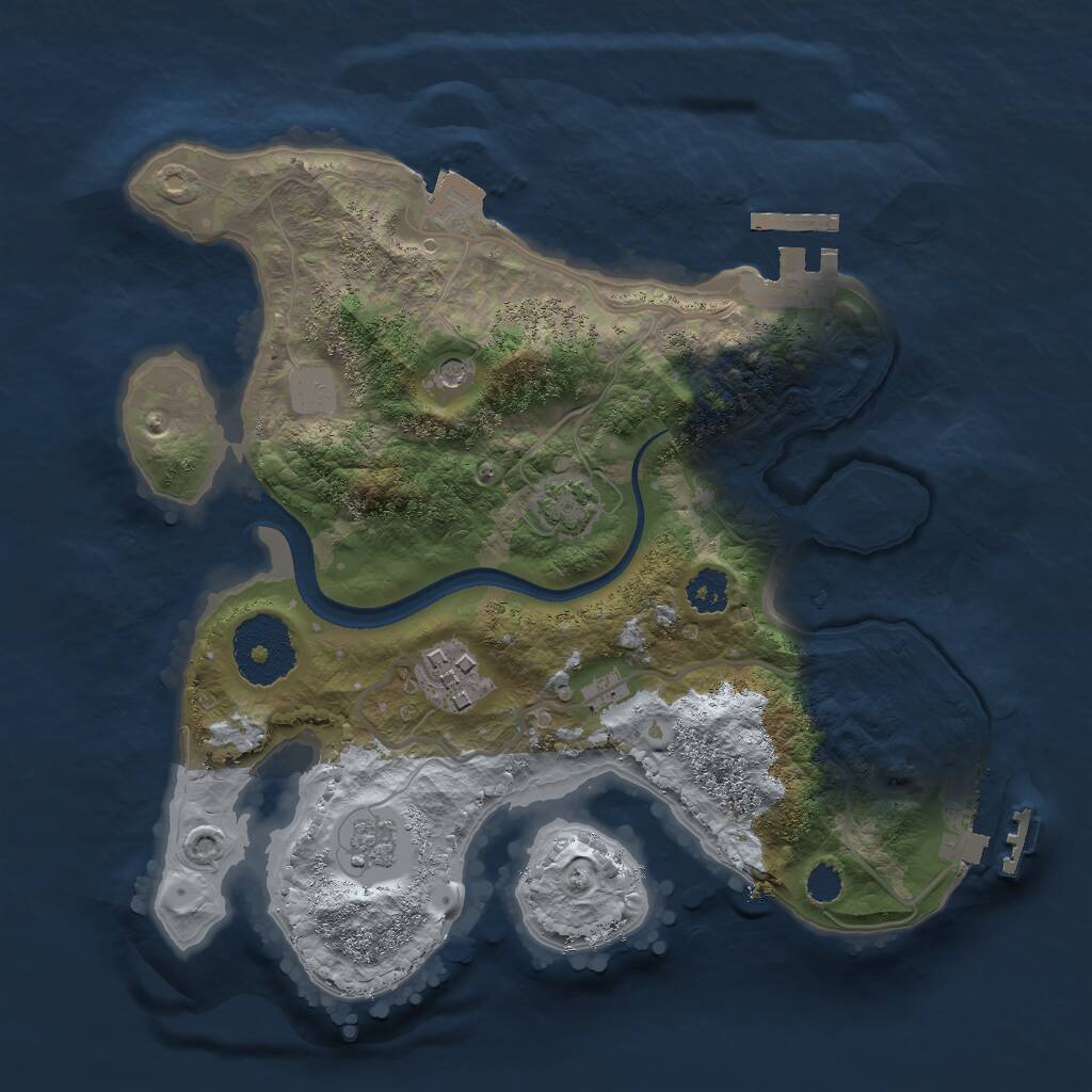 Rust Map: Procedural Map, Size: 2500, Seed: 1453, 7 Monuments