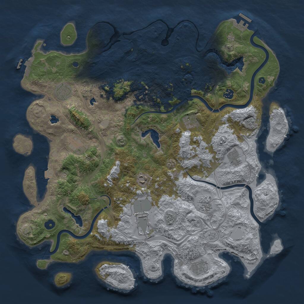 Rust Map: Procedural Map, Size: 4500, Seed: 1492737358, 16 Monuments