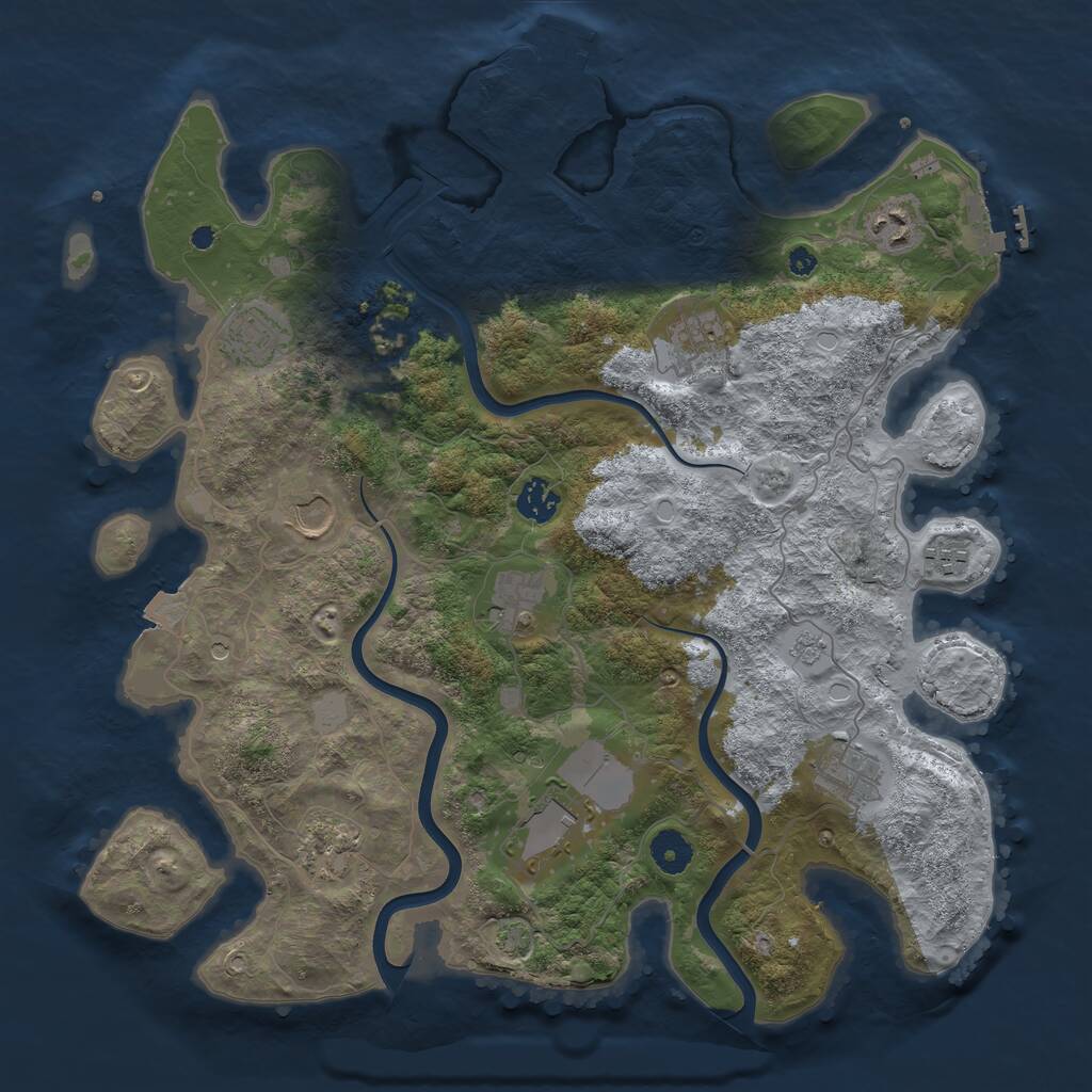 Rust Map: Procedural Map, Size: 3900, Seed: 4750, 16 Monuments