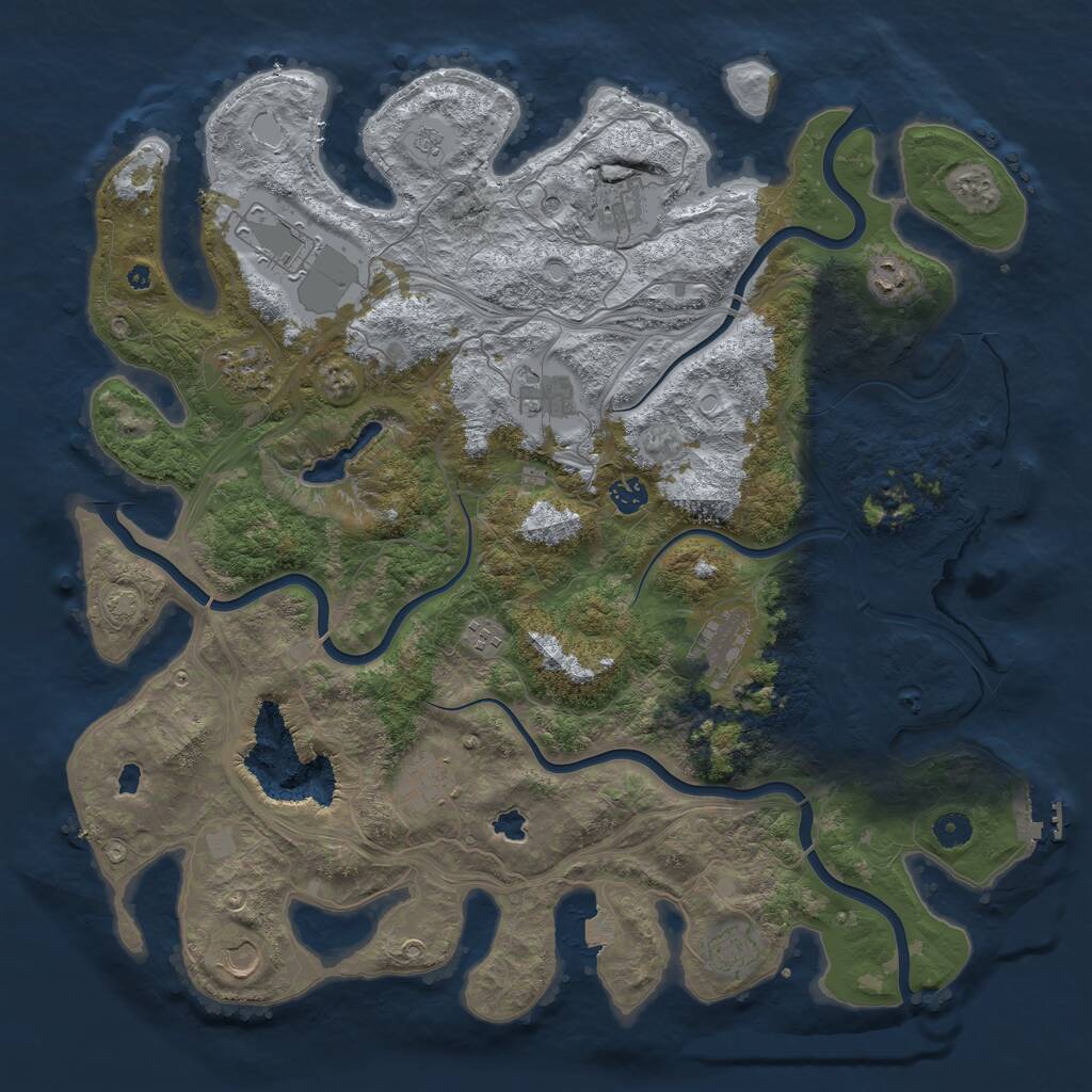 Rust Map: Procedural Map, Size: 4500, Seed: 515426981, 17 Monuments