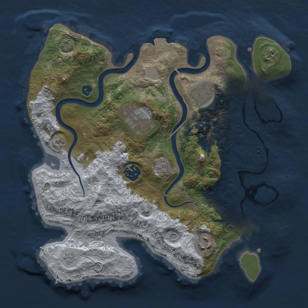 Rust Map: Procedural Map, Size: 3000, Seed: 34654, 9 Monuments