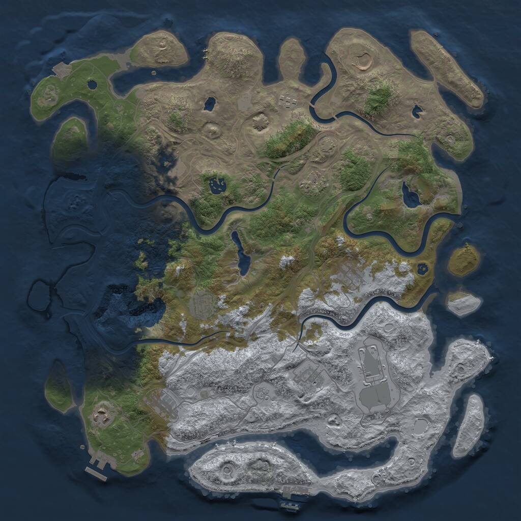 Rust Map: Procedural Map, Size: 4500, Seed: 1262003262, 17 Monuments