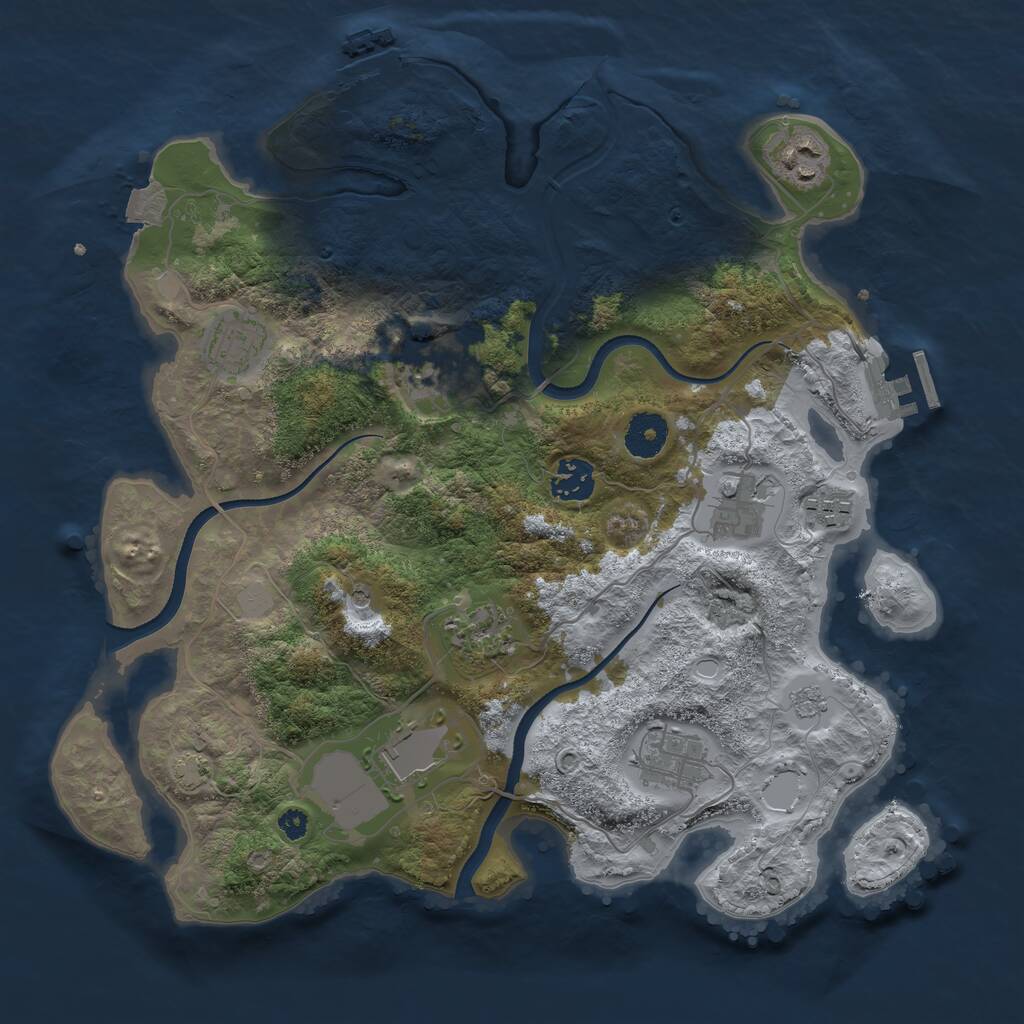 Rust Map: Procedural Map, Size: 3500, Seed: 456886467, 15 Monuments