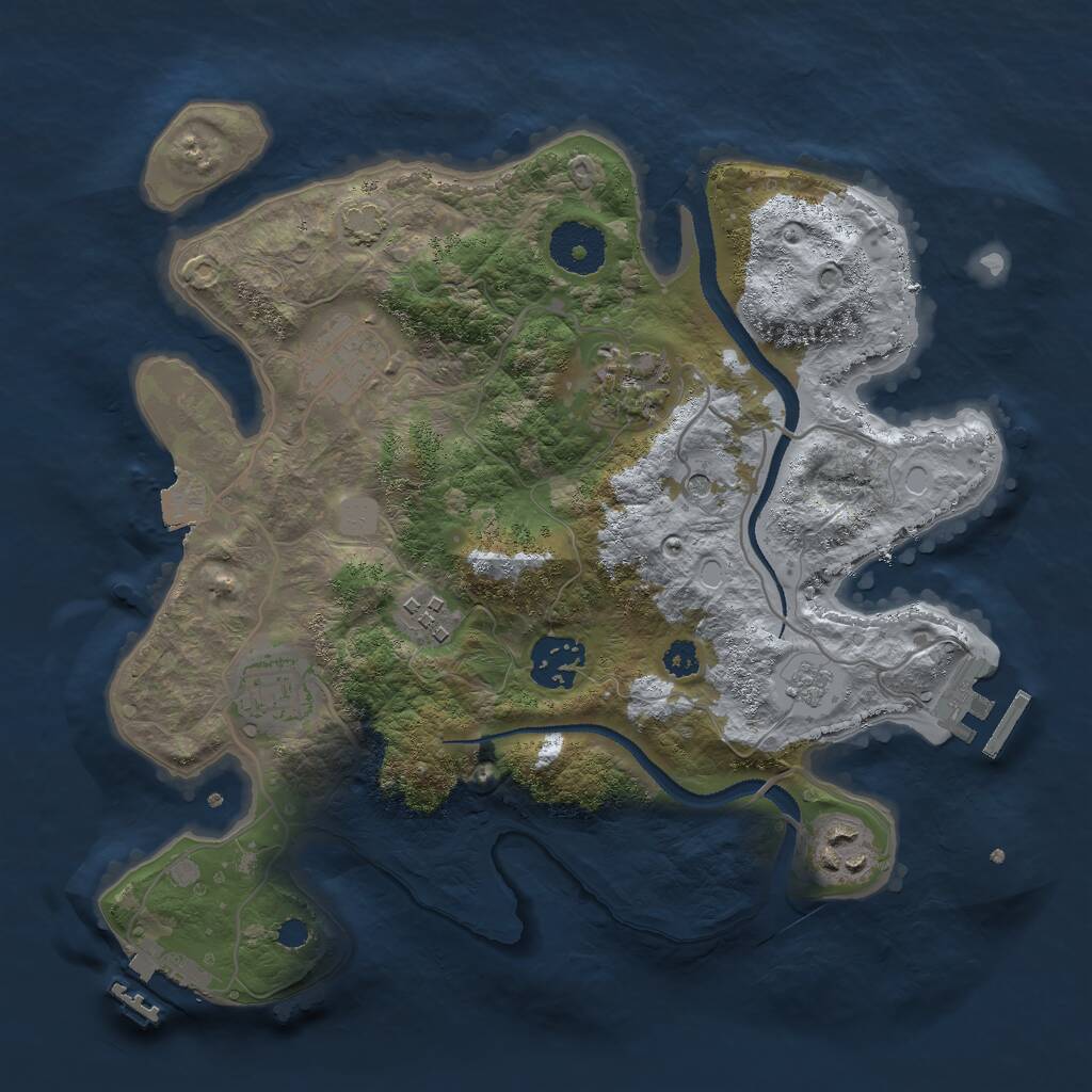 Rust Map: Procedural Map, Size: 3000, Seed: 922833838, 12 Monuments