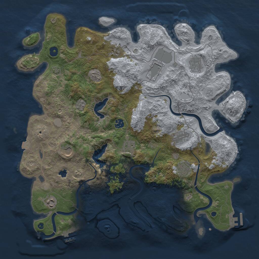 Rust Map: Procedural Map, Size: 4150, Seed: 5000, 16 Monuments
