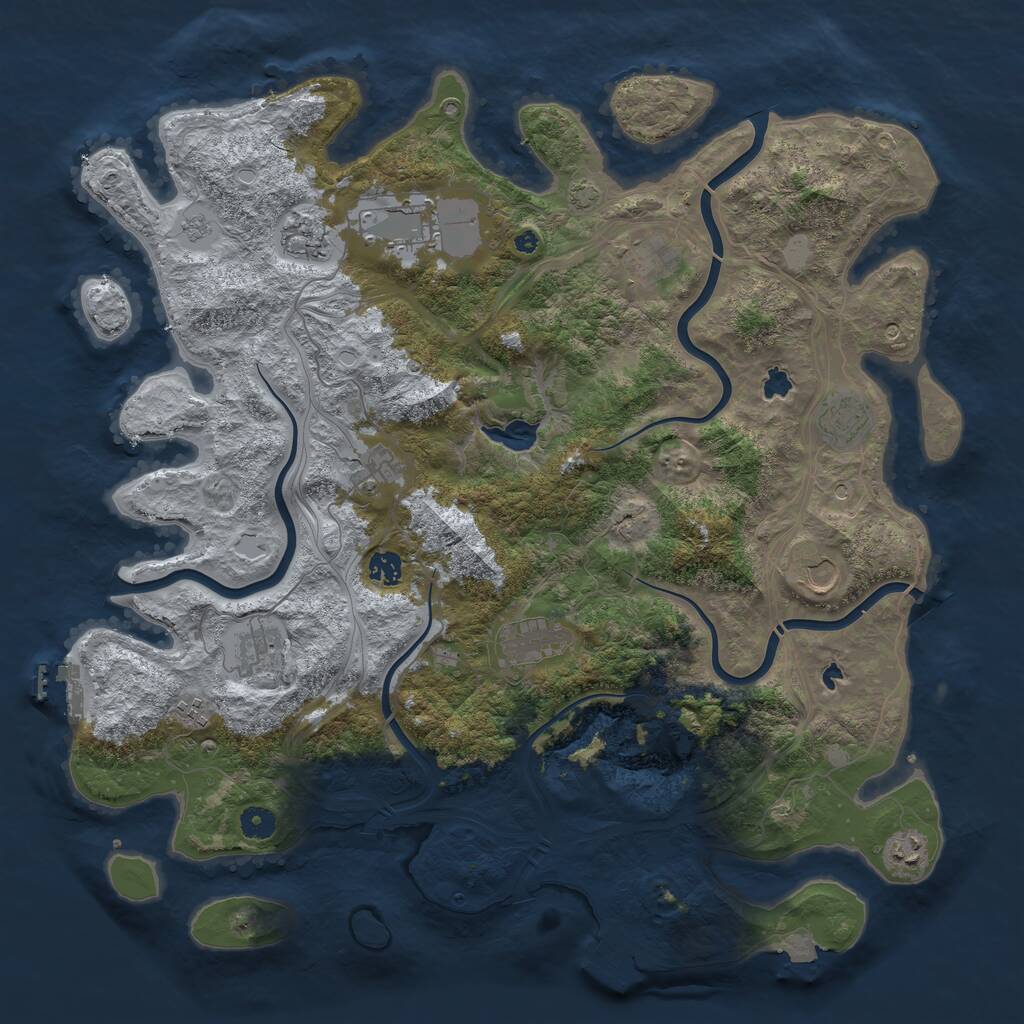 Rust Map: Procedural Map, Size: 4500, Seed: 114460929, 17 Monuments