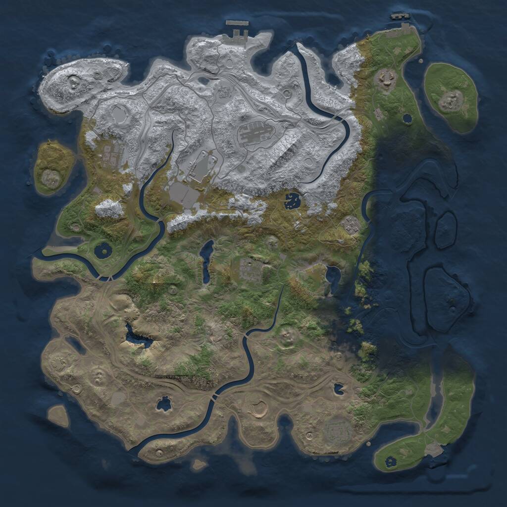 Rust Map: Procedural Map, Size: 4500, Seed: 9788086, 16 Monuments