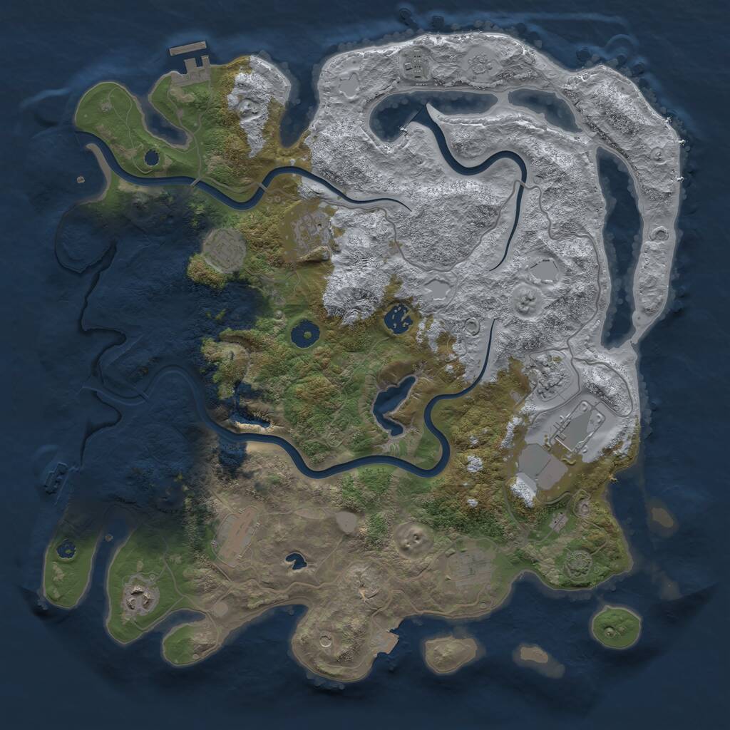 Rust Map: Procedural Map, Size: 4000, Seed: 653026567, 15 Monuments
