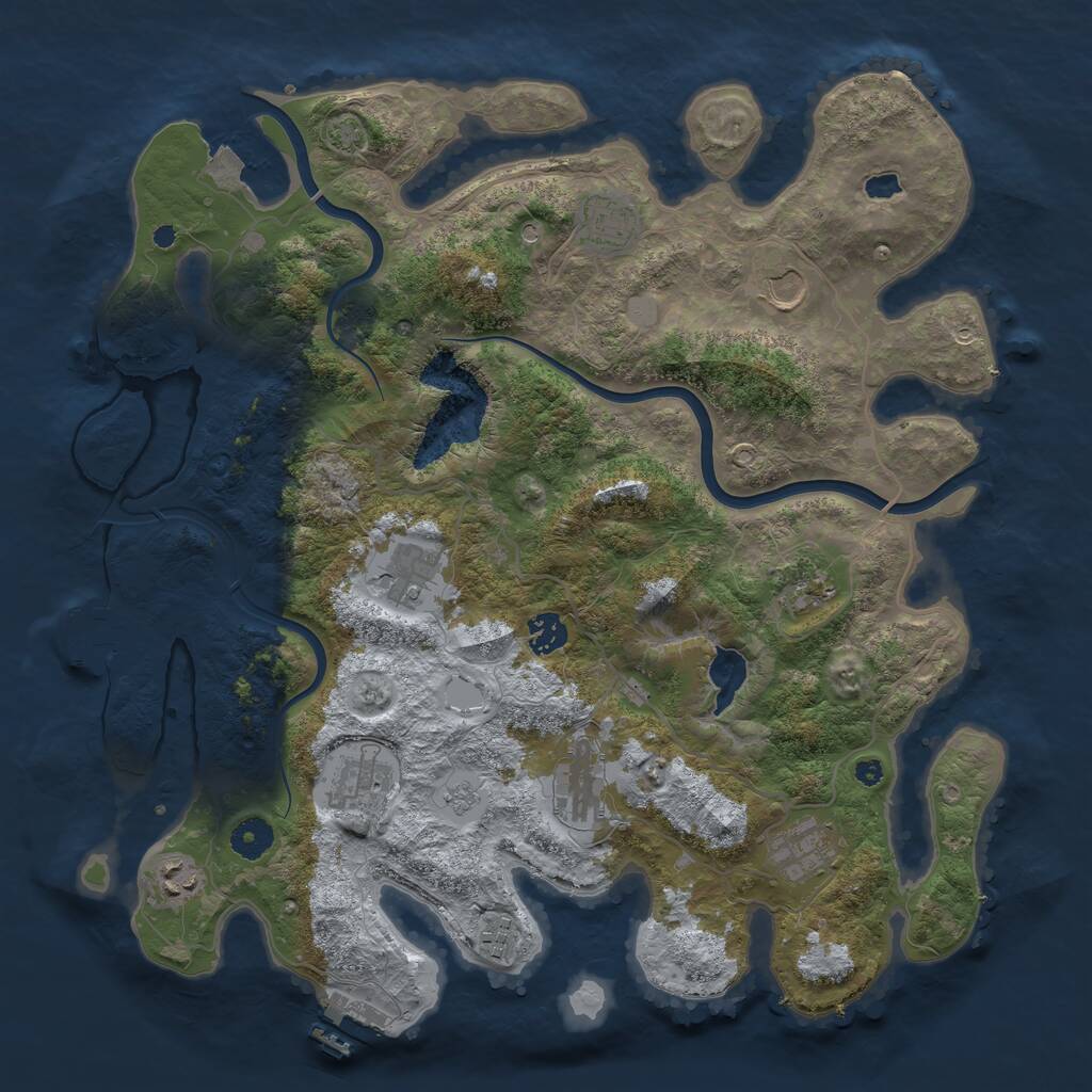 Rust Map: Procedural Map, Size: 4000, Seed: 4214, 16 Monuments