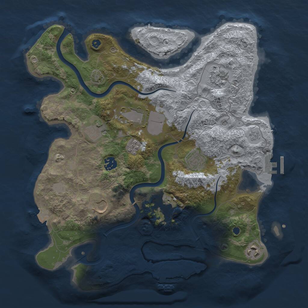 Rust Map: Procedural Map, Size: 3500, Seed: 1407215381, 15 Monuments
