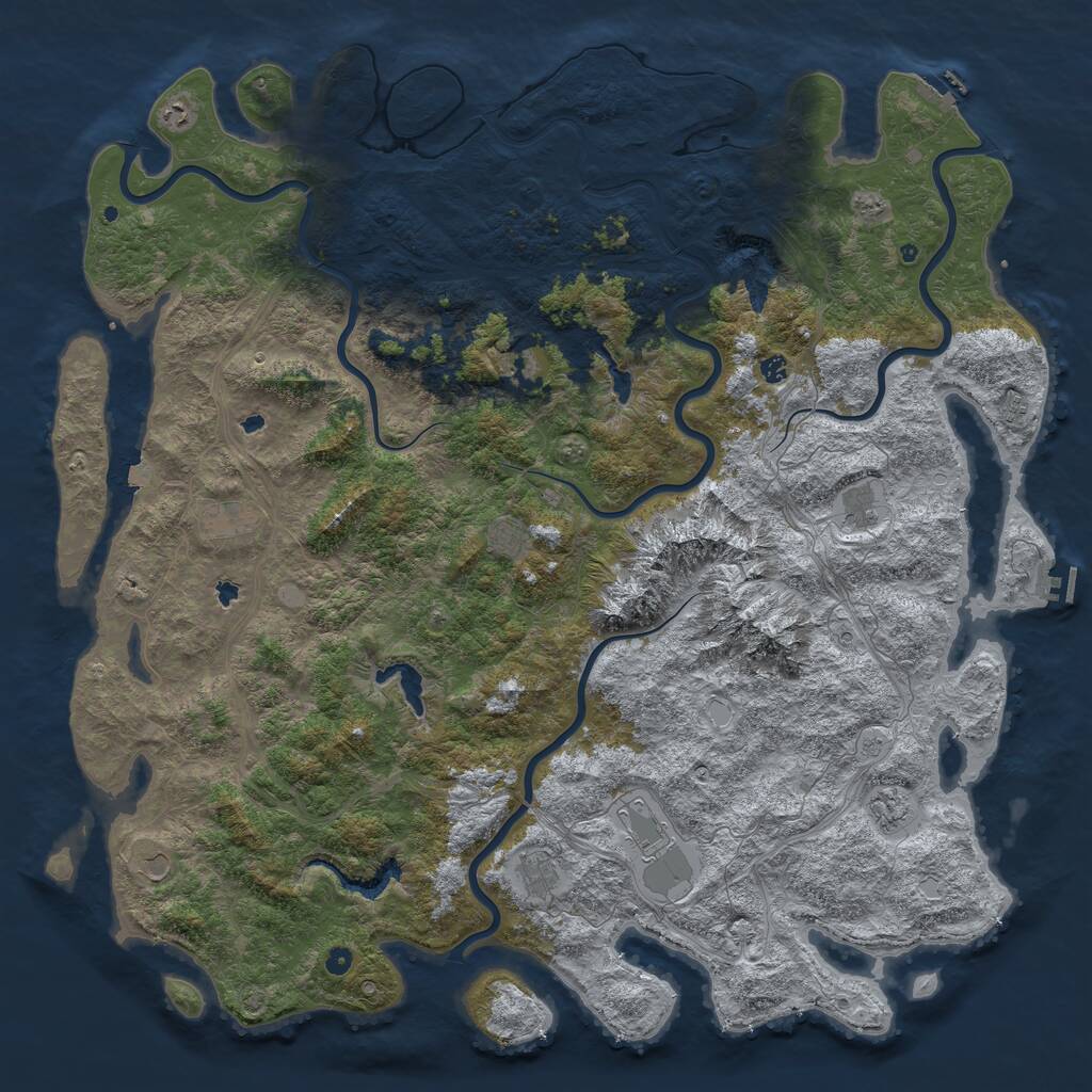 Rust Map: Procedural Map, Size: 6000, Seed: 1838565031, 17 Monuments