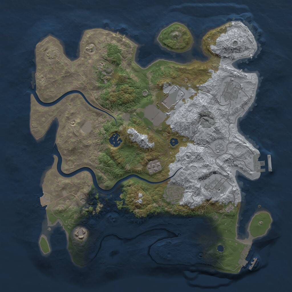 Rust Map: Procedural Map, Size: 3500, Seed: 1067217371, 14 Monuments