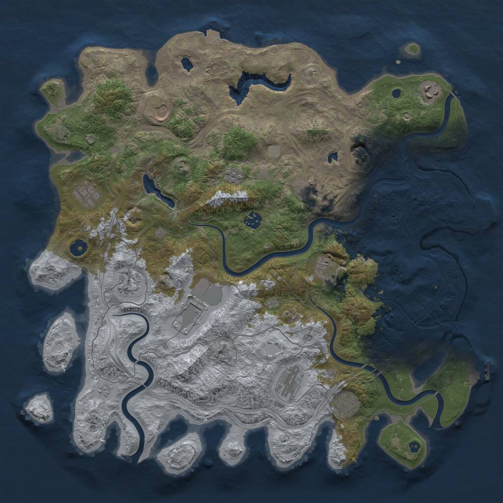 Rust Map: Procedural Map, Size: 4500, Seed: 900649126, 17 Monuments