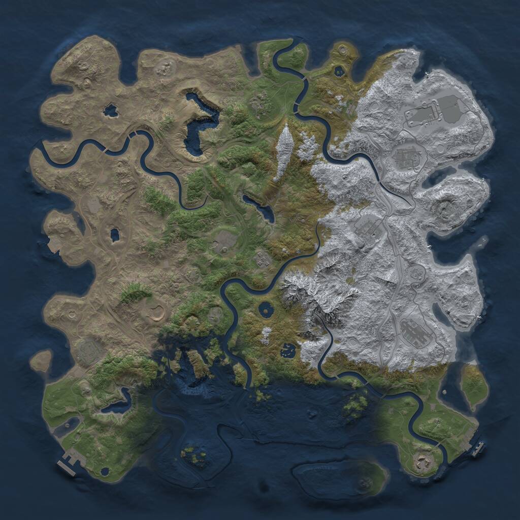 Rust Map: Procedural Map, Size: 5000, Seed: 769543540, 17 Monuments