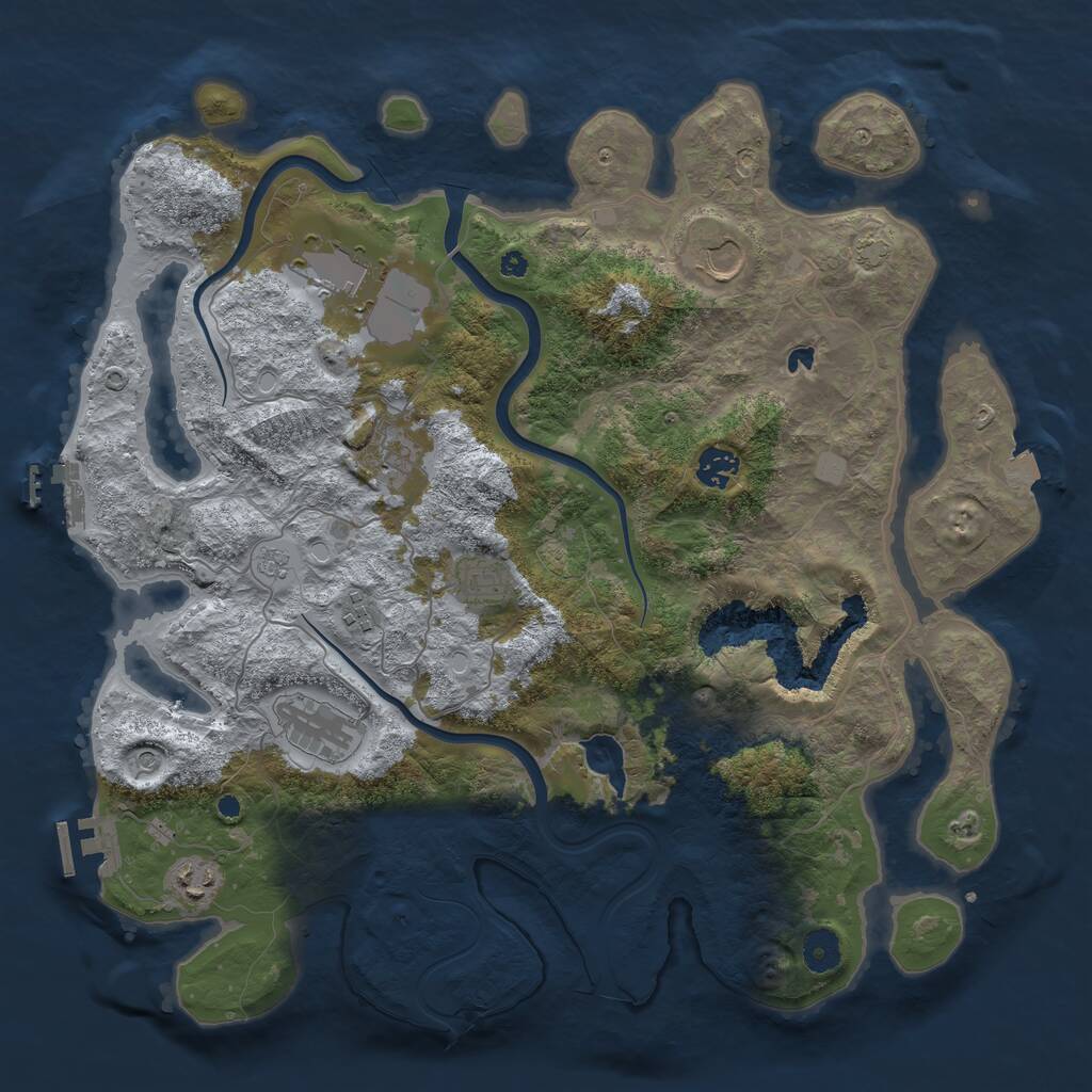 Rust Map: Procedural Map, Size: 4000, Seed: 136117280, 14 Monuments