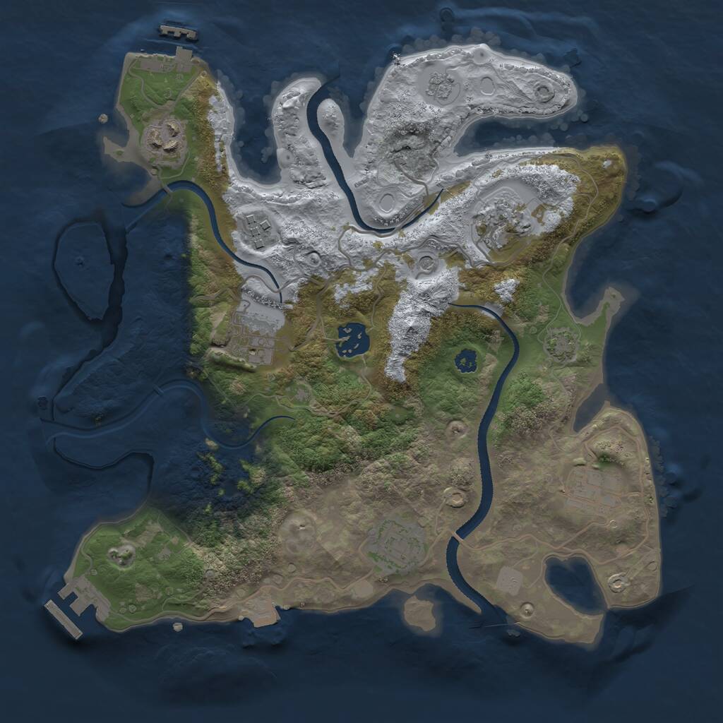 Rust Map: Procedural Map, Size: 3100, Seed: 497506468, 13 Monuments