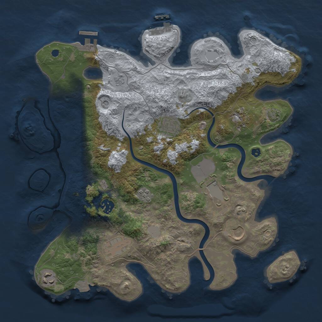 Rust Map: Procedural Map, Size: 3500, Seed: 1825549565, 14 Monuments