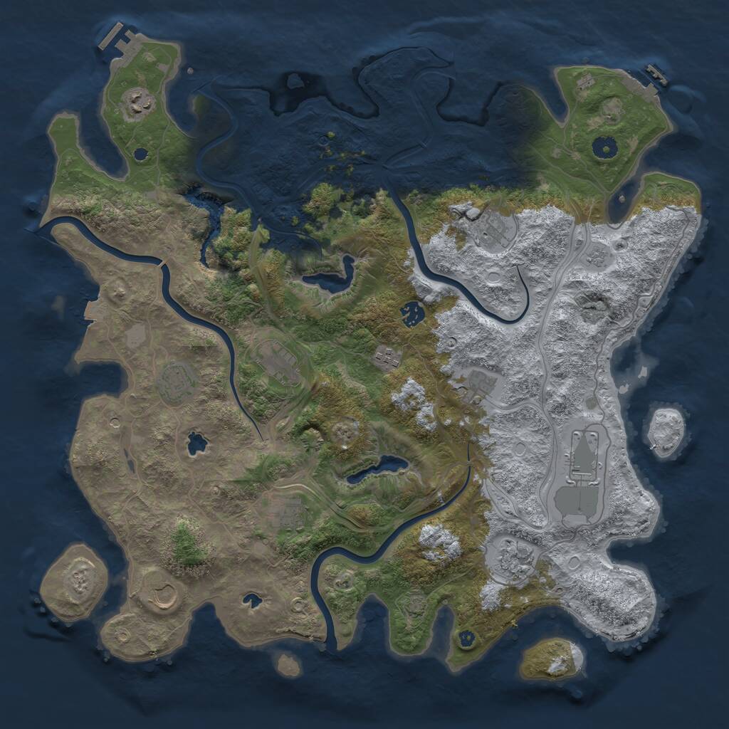 Rust Map: Procedural Map, Size: 4500, Seed: 23541155, 17 Monuments