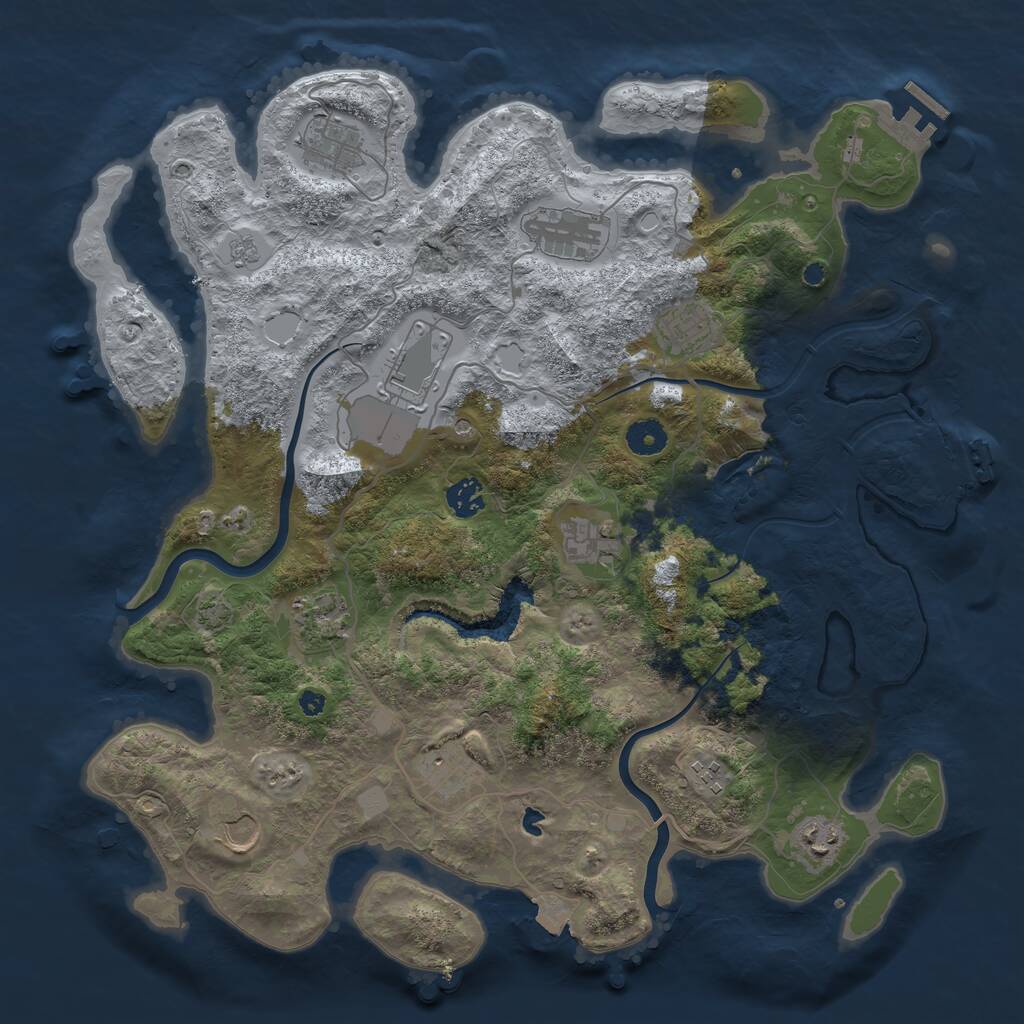 Rust Map: Procedural Map, Size: 4000, Seed: 1888667232, 17 Monuments