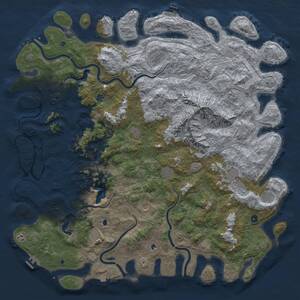Thumbnail Rust Map: Procedural Map, Size: 6000, Seed: 853844205, 17 Monuments