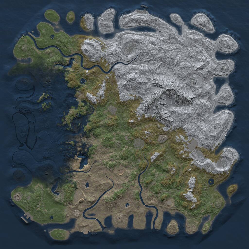 Rust Map: Procedural Map, Size: 6000, Seed: 853844205, 17 Monuments