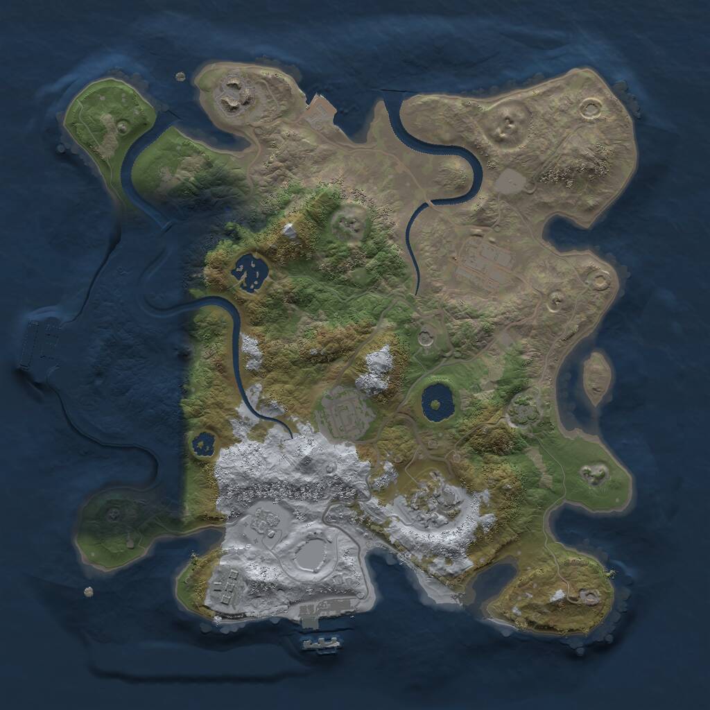 Rust Map: Procedural Map, Size: 3000, Seed: 1411210492, 12 Monuments
