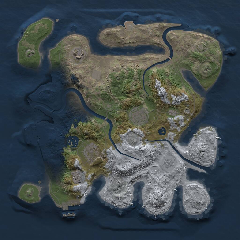 Rust Map: Procedural Map, Size: 3000, Seed: 1015935265, 10 Monuments