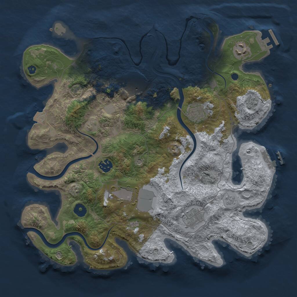 Rust Map: Procedural Map, Size: 3500, Seed: 1235657338, 13 Monuments