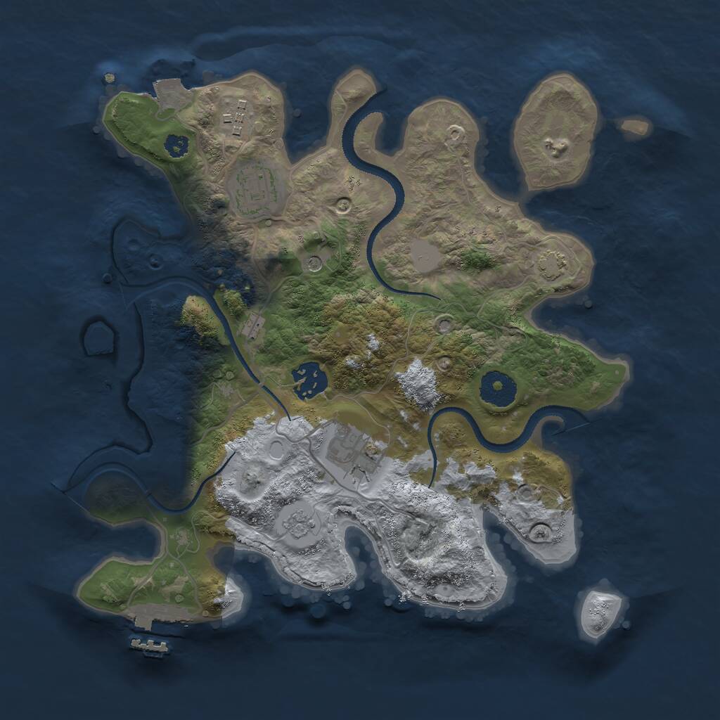 Rust Map: Procedural Map, Size: 3000, Seed: 2475414, 9 Monuments