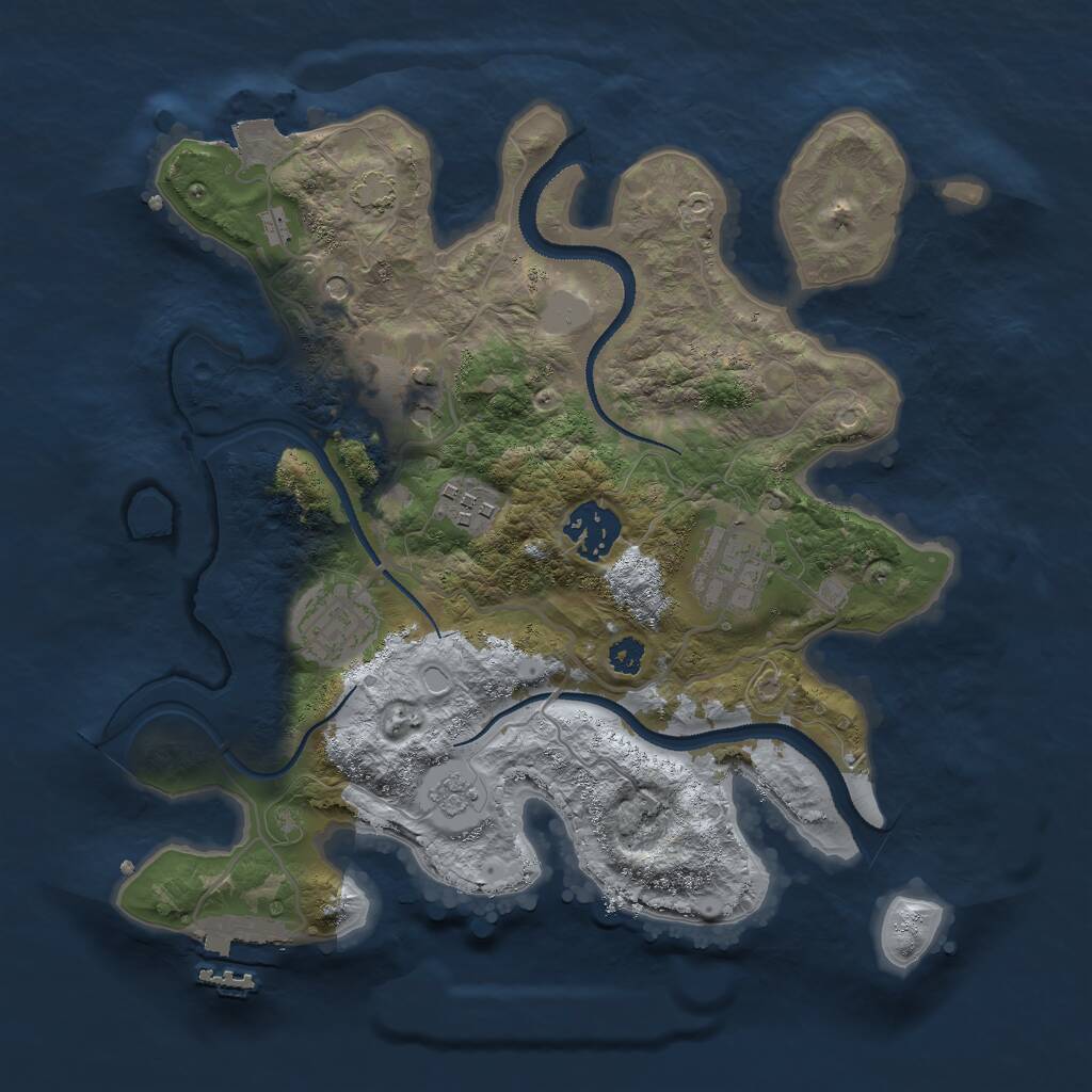 Rust Map: Procedural Map, Size: 3000, Seed: 2475414, 10 Monuments
