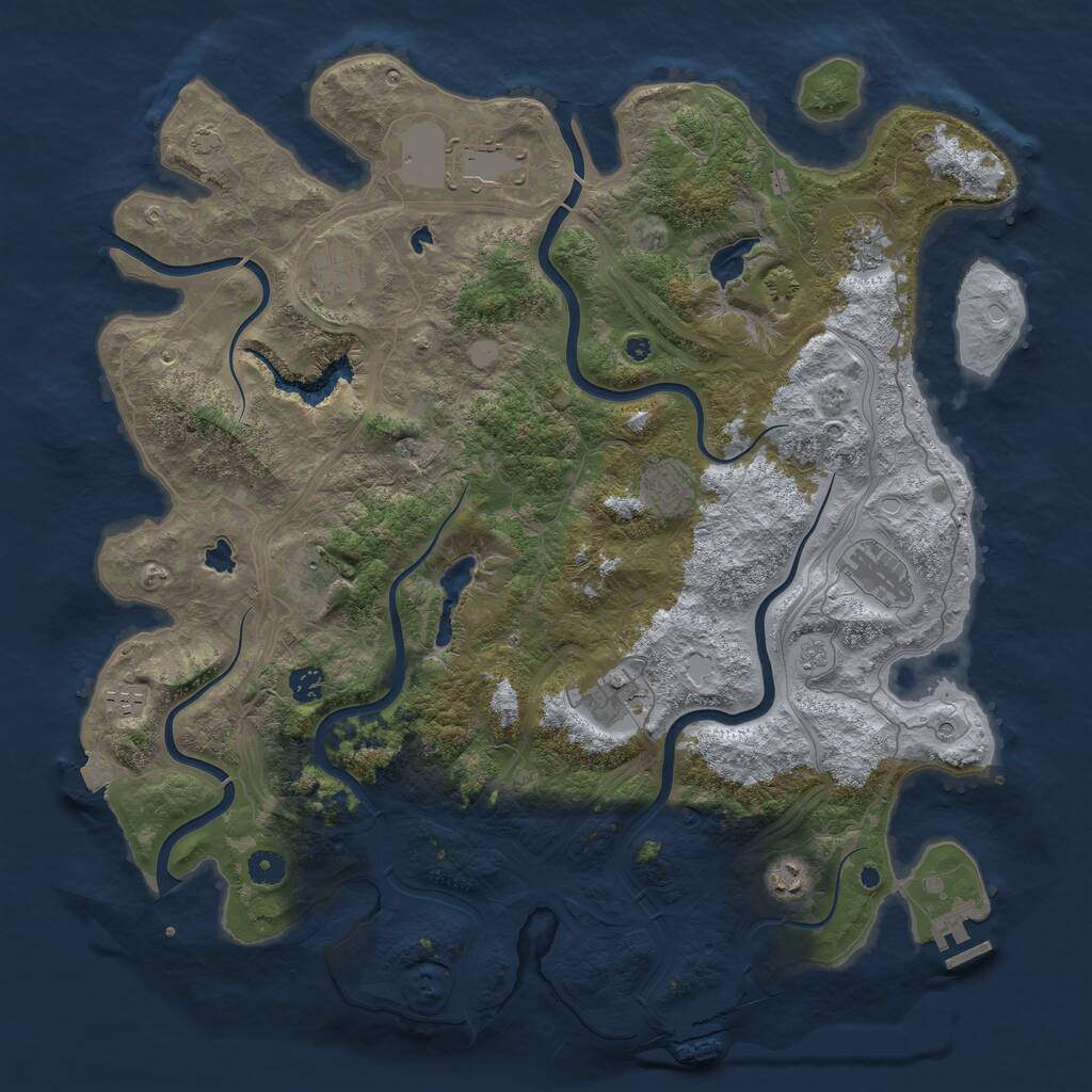 Rust Map: Procedural Map, Size: 4500, Seed: 27993816, 16 Monuments