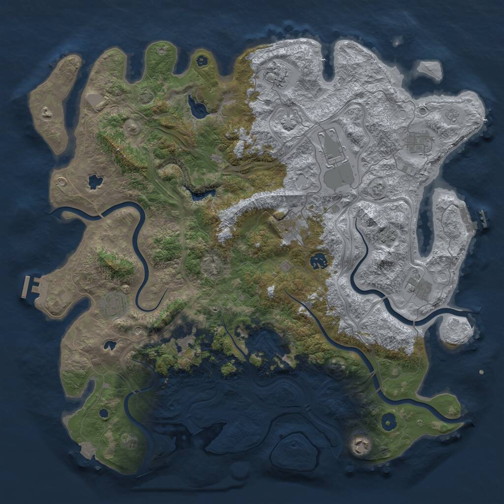 Rust Map: Procedural Map, Size: 4500, Seed: 10072025, 16 Monuments
