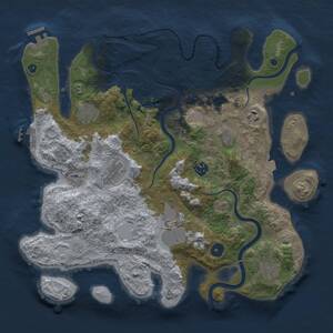 Thumbnail Rust Map: Procedural Map, Size: 3750, Seed: 2106034433, 14 Monuments